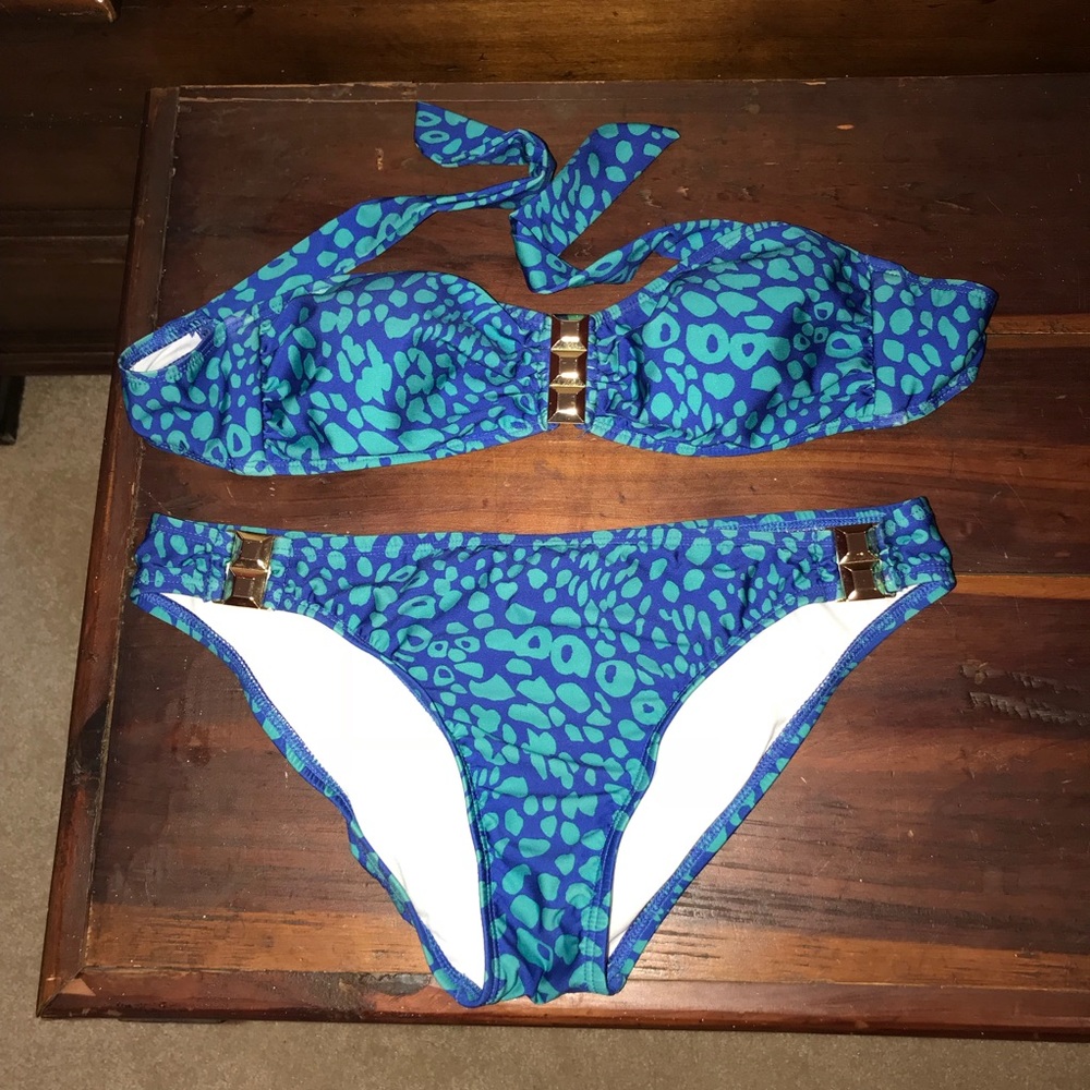 Gianni Bini bandeau blue bikini set M